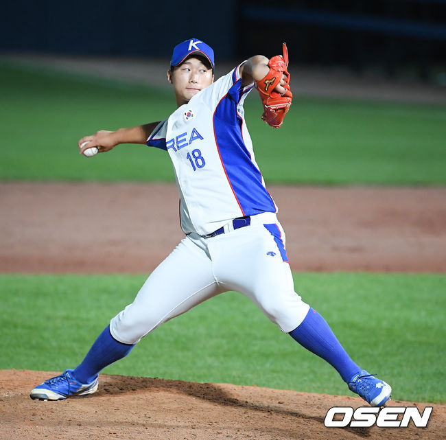 [OSEN=기장(부산), 박준형 기자] 청소년대표팀 투수 남지민이 역투하고 있다. / soul1014@osen.co.kr