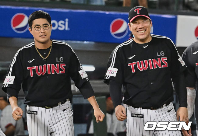 [OSEN=이석우 기자] LG 시절 채은성, 김현수. 2022.08.03 / foto0307@osen.co.kr