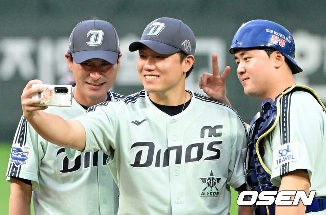 [OSEN=지형준 기자] 올스타전 NC 강인권 감독, 김재열, 김형준. 2024.07.06 / jpnews@osen.co.kr