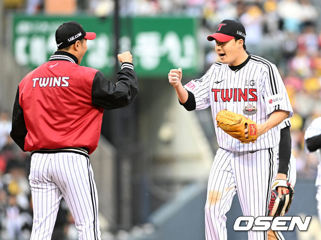 [OSEN=잠실, 이대선 기자] 6일 서울 잠실야구장에서 2024 신한 SOL뱅크 KBO 포스트시즌 준플레이오프 2차전 LG 트윈스와 KT 위즈의 경기가 열렸다.LG는 임찬규, KT는 엄상백을 선발 투수로 내세웠다.6회초 무사 1루에서 LG 임찬규가 마운드를 내려가고 있다. 2024.10.06 /sunday@osen.co.kr