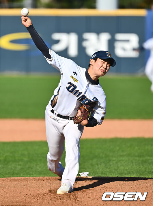 [OSEN=부산, 이석우 기자] 23일 부산 기장-현대차 드림 볼파크에서 2024 울산-KBO Fall League NC 다이노스와 쿠바의 경기가 열렸다. NC는 신영우가 선발 출전하고 쿠바는 유스니엘 파드론이 선발 출전했다. NC 다이노스 선발투수 신영우가 역투하고 있다. 2024.10.23 / foto0307@osen.co.kr