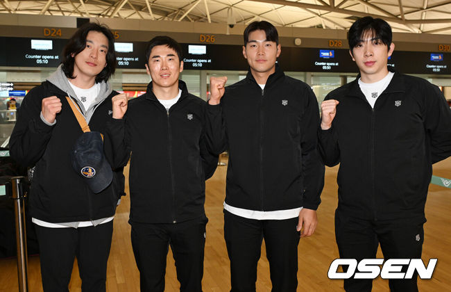 [OSEN=인천공항, 지형준 기자] KT 위즈 선수단이 26일 오전 인천국제공항을 통해 전지훈련지인 호주로 출국했다.KT 이강철호는 호주 질롱과 일본 오키나와에서 스프링캠프를 실시, 2025시즌을 향한 본격적인 담금질에 돌입한다KT 최동환, 허경민, 장진혁, 오원석이 출국을 준비하고 있다. 2025.01.26 / jpnews@osen.co.kr