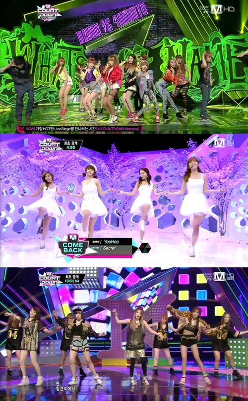 &apos;엠카&apos; 포미닛·시크릿·티아라, 걸그룹 3色 대결 어땠나
