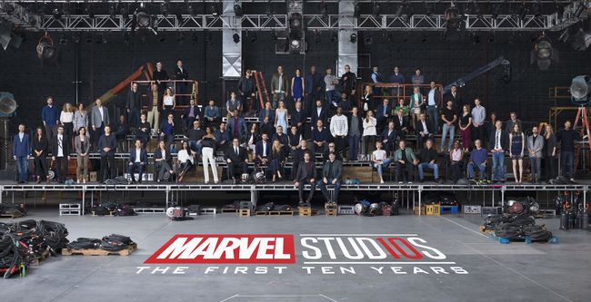 Marvel Studios “The First Ten Years” Class Photo</div> <div>Front Row L to R: Sean Gunn (Kraglin), Hannah John-Kamen (Ghost), Director Scott Derrickson, Executive Producer Trinh Tran, Jeremy Renner (Hawkeye), Paul Rudd (Ant-Man), EVP, Physical Production Victoria Alonso, Zoe Saldana (Gamora), Angela Bassett (Ramonda), Director/Actor Jon Favreau (Happy Hogan), Chris Hemsworth (Thor), Gwyneth Paltrow (Pepper Potts), Chris Evans (Captain America), Robert Downey Jr. (Iron Man), Executive Producer/Writer Stan Lee, President of Marvel Studios Kevin Feige, Scarlett Johansson (Black Widow), Co-President of Marvel Studios Louis D’Esposito, Kurt Russell (Ego), Danai Gurira (Okoye), William Hurt (Thaddeus Ross), Director Alan Taylor, Karen Gillan (Nebula), Executive Producer Brad Winderbaum, Emily VanCamp (Sharon Carter), Director Louis Letterier </div> <div>Second Row L to R: Director Jon Watts, Casting Director Sarah Finn, Tessa Thompson (Valkyrie), VP, Physical Production David Grant, Don Cheadle (War Machine), Tom Holland (Spider-Man), Director James Gunn, Dave Bautista (Drax), Michael Peña (Luis), Anthony Mackie (Falcon), Evangeline Lilly (Wasp), Director Joe Russo, Director Anthony Russo, Chris Pratt (Star-Lord), Chadwick Boseman (Black Panther), Benedict Cumberbatch (Doctor Strange), Elizabeth Olsen (Scarlet Witch), Director Joss Whedon, Paul Bettany (Vision), VP, Physical Production Mitchell Bell, Frank Grillo (Crossbones), Director Anna Boden, Director Ryan Fleck, Letitia Wright (Shuri), Editor Jeffrey Ford</div> <div>Third Row L to R: Director Peyton Reed, Laurence Fishburne (Dr. Bill Foster), Linda Cardellini (Laura Barton), Executive Producer Jonathan Schwartz, Sebastian Stan (Winter Soldier), Ty Simpkins (Harley Keener), Mark Ruffalo (Hulk), Brie Larson (Captain Marvel), Michael Douglas (Hank Pym), Executive Producer Stephen Broussard, Director Ryan Coogler, Michelle Pfeiffer (Janet van Dyne), Executive Producer Jeremy Latcham, Hayley Atwell (Peggy Carter), Pom Klementieff (Mantis), Executive Producer Nate Moore, Benedict Wong (Wong)</div> <div>Fourth Row L to R: Screenwriter Christopher Markus, Screenwriter Stephen McFeely, Michael Rooker (Yondu), Vin Diesel (Groot), Cobie Smulders (Maria Hill), Samuel L. Jackson (Nick Fury), Director Taika Waititi, Jeff Goldblum (Grandmaster), Executive Producer Erik Carroll, Head of Visual Development Ryan Meinerding, Executive Producer/Screenwriter Craig Kyle</div> <div>Photo Credit: Marco Grob</div> <div>©Marvel Studios 2018</div> <div>