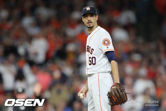 during Game Four of the American League Championship Series at Minute Maid Park on October 17, 2018 in Houston, Texas.