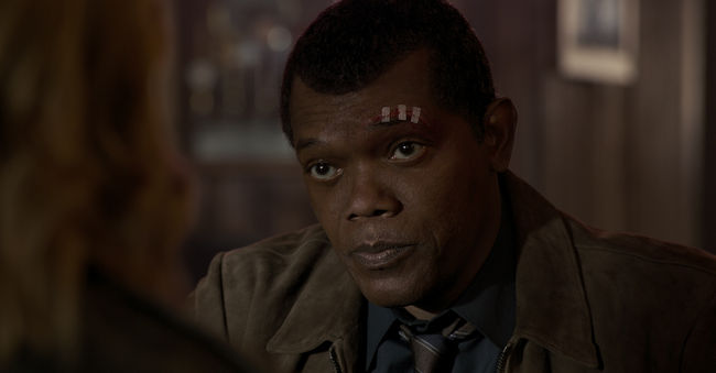 Marvel Studios' CAPTAIN MARVEL</div> <div>Nick Fury (Samuel L. Jackson)  </div> <div>Photo: Chuck Zlotnick</div> <div>©Marvel Studios 2019