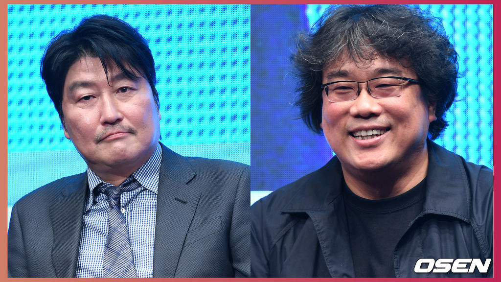 22일 오전 서울 중구 웨스틴조선호텔에서 영화 ‘기생충’ 제작보고회가 열렸다.배우 송강호와 봉준호 감독이 취재진의 질문을 듣고 있다. /sunday@osen.co.kr