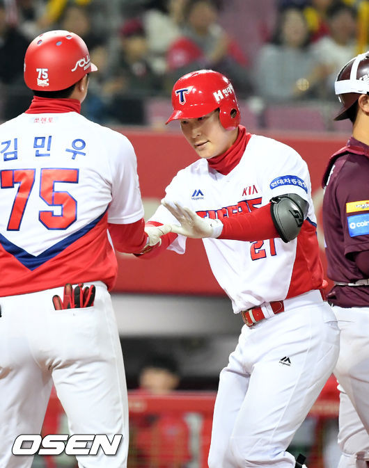 지난 6일 키움과의 광주경기에서 솔로홈런을 터트린 문선재 /rumi@osen.co.kr