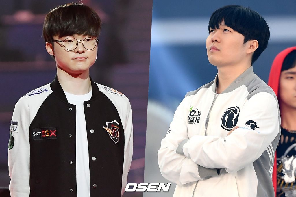 '페이커' 이상혁(왼쪽)과 '루키' 송의진