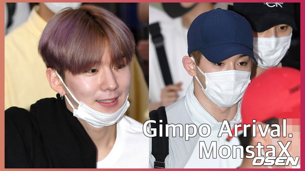 7일 오후 그룹 몬스타엑스가 해외 일정을 마치고 김포국제공항을 통해 귀국했다.그룹 몬스타엑스 원호와 기현이 입국장을 나서고 있다. /sunday@osen.co.kr