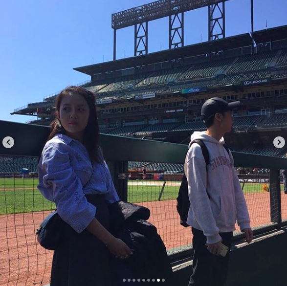 [사진=강은비 SNS] 강은비 미국 야구장 방문 사진
