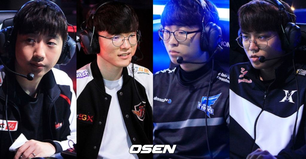 왼쪽부터 '스코어' 고동빈, '페이커' 이상혁, '기인' 김기인, '커즈' 문우찬