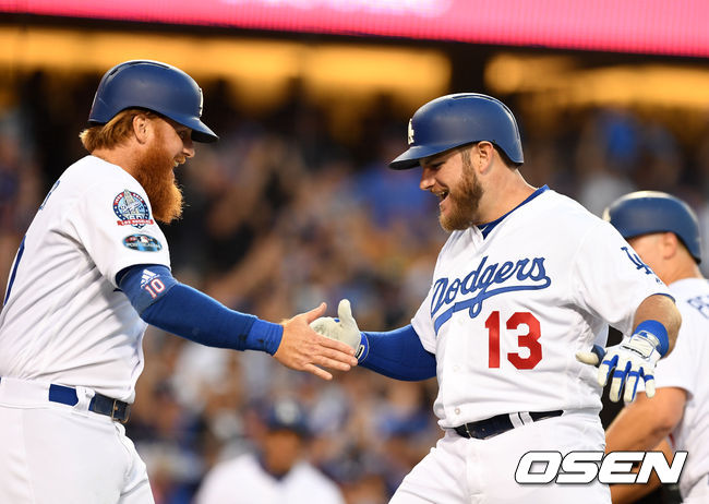 LA 다저스 저스틴 터너(왼쪽)와 맥스 먼시. /dreamer@osen.co.kr