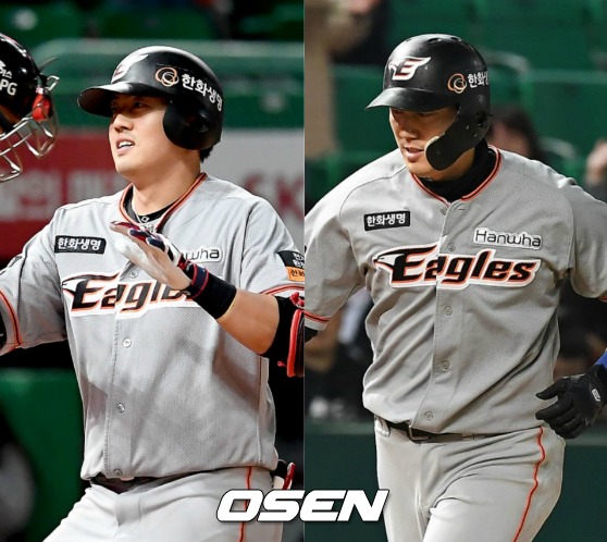 한화 오선진(왼쪽)-김회성. /youngrae@osen.co.kr