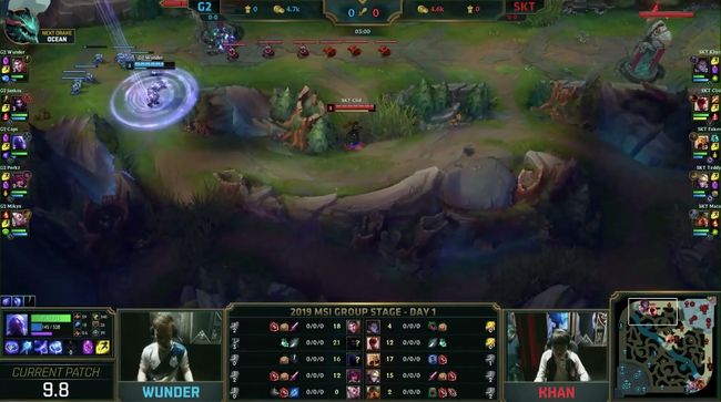 SK텔레콤과 G2의 개막전 경기. /네이버 중계화면 캡처.