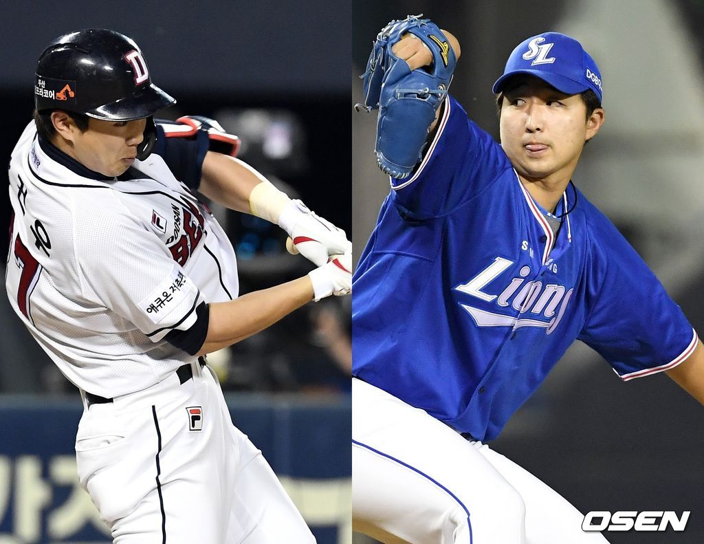 두산 박건우(왼쪽), 삼성 최채흥 /dreamer@osen.co.kr
