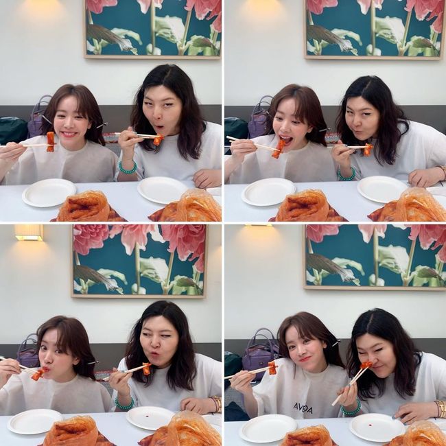 "점심 떡볶이!"..한지민, 먹을 것보다 눈길 가는 미모(ft.한혜연)[★SHOT!]
