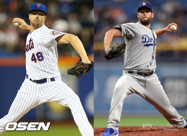 [사진] 메츠 제이콥 디그롬(왼쪽), 다저스 클레이튼 커쇼 ⓒGettyimages(무단전재 및 재배포 금지)