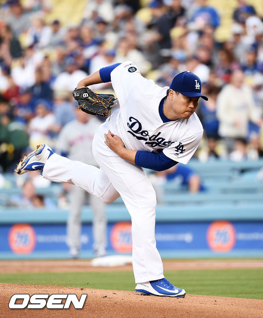 1회초 다저스 류현진이 역투하고 있다. / soul1014@osen.co.kr