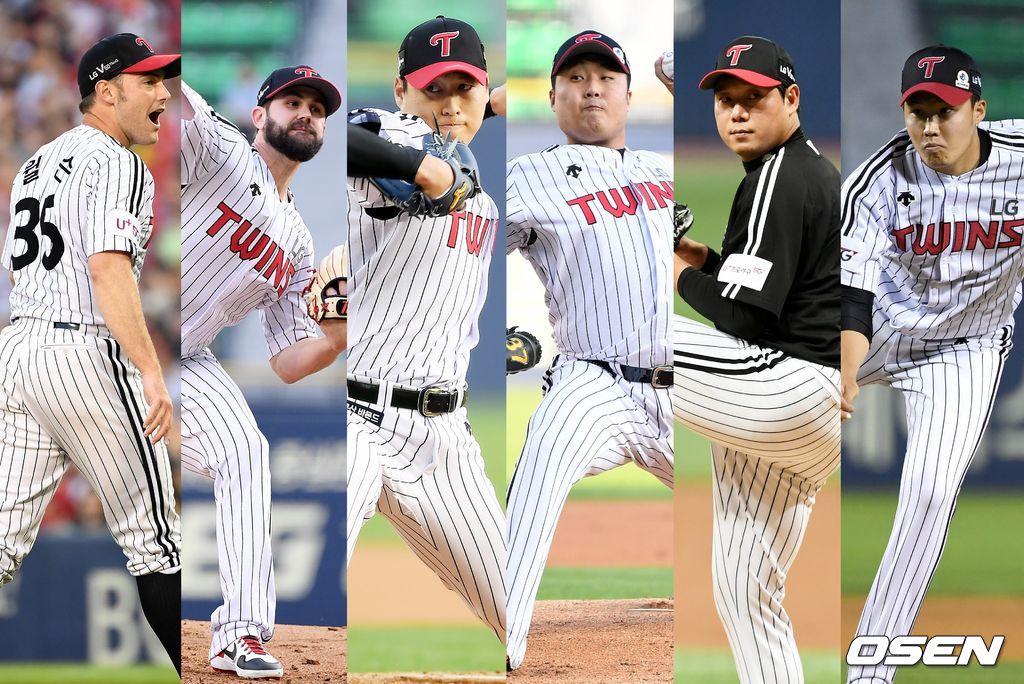 LG 윌슨(왼쪽부터), 켈리, 차우찬, 이우찬, 류제국, 임찬규 /sunday@osen.co.kr, rumi@osen.co.kr, pjmpp@osen.co.kr, dreamer@osen.co.kr