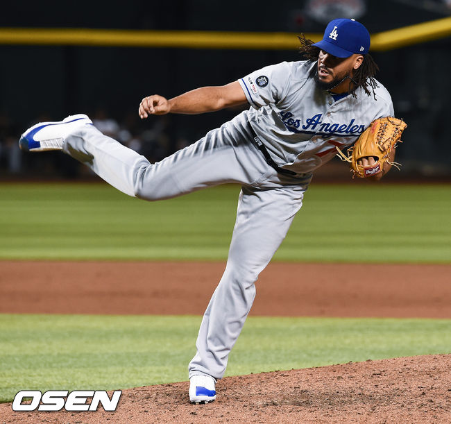 9회말 다저스 마무리 잰슨이 역투하고 있다. / soul1014@osen.co.kr