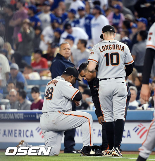 부상 치료 받고 있는 샌프란시스코 파블로 산도발. /eastsea@osen.co.kr