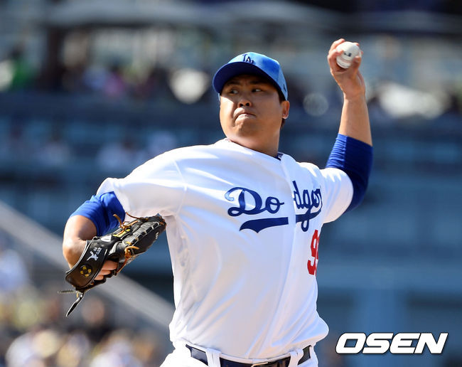 류현진이 자신감 넘치는 표정으로 투구하고 있다. / eastsea@osen.co.kr