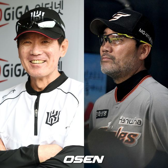 이강철 KT 감독(왼쪽)-한용덕 한화 감독. /OSEN DB.