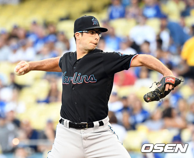 마이애미 선발 잭 갈렌이 힘차게 공을 던지고 있다. /jpnews@osen.co.kr