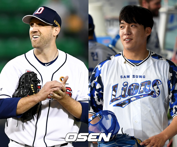 [사진] 조쉬 린드블럼(좌)-원태인(우)