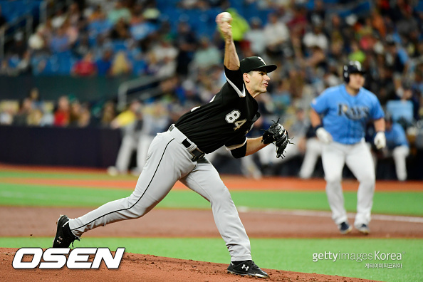 1회 볼넷으로 출루해 있는 최지만(2019/7/22)ⓒGettyimages(무단전재 및 재배포 금지)