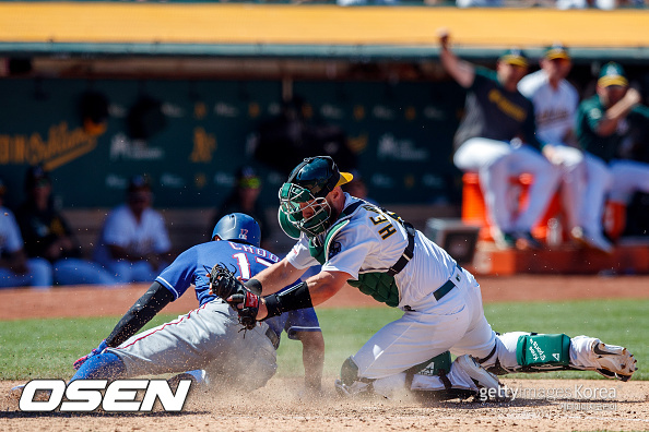 8회 홈에서 아웃되는 추신수(2019/7/29) ⓒGettyimages(무단전재 및 재배포 금지)