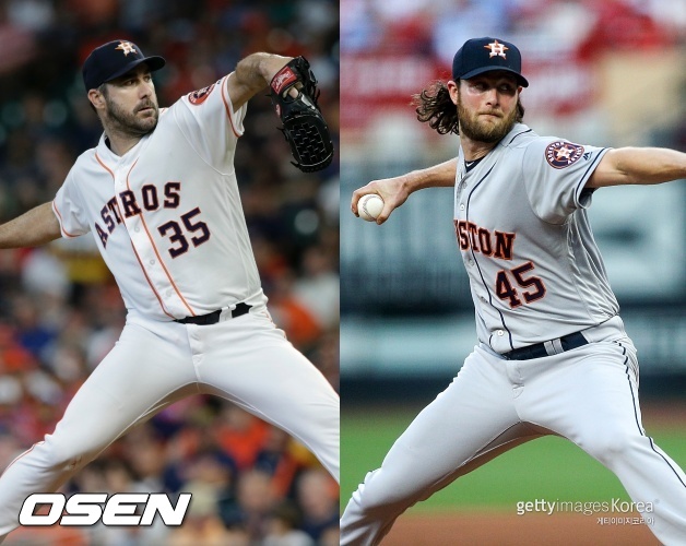 [사진] 휴스턴 애스트로스 저스틴 벌랜더(왼쪽), 게릿 콜  ⓒGettyimages(무단전재 및 재배포 금지)
