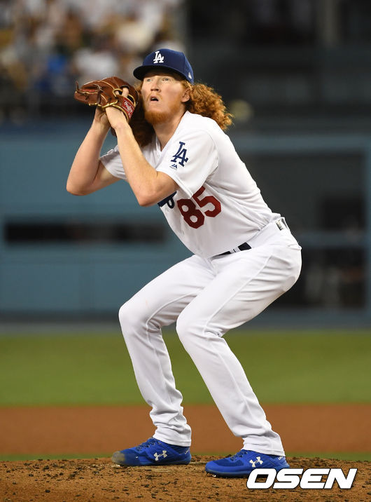 4회초 다저스 메이가 투구 준비 동작을 취하고 있다. /jpnews@osen.co.kr