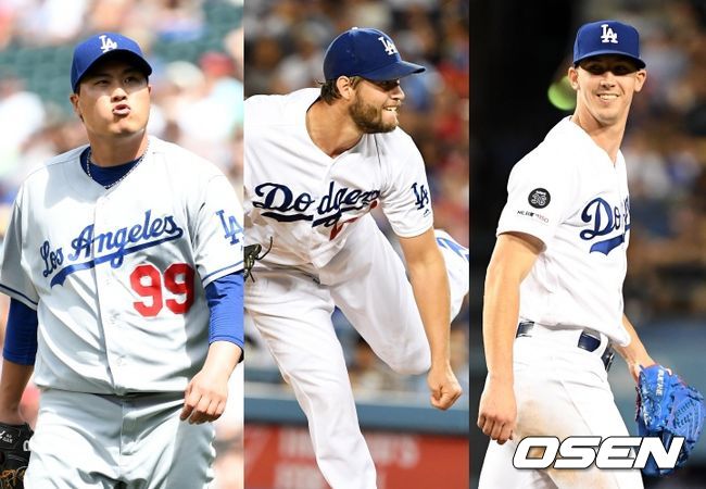 LA 다저스 류현진(왼쪽부터), 클레이튼 커쇼, 워커 뷸러. /jpnews@osen.co.kr