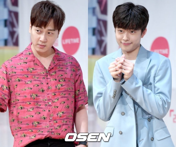 13일 오후 서울 종로구 광화문 KT 스퀘어에서 라이프타임 ‘아이돌다방’ 제작발표회가 열렸다. ‘아이돌다방’은 바쁜 하루를 보낸 아이돌들에게 잠시 쉬었다 갈 수 있는 카페를 운영하는 힐링 예능이다. 앤디-유선호가 행사에 참석해 포토타임을 하고 있다. / ksl0919@osen.co.kr