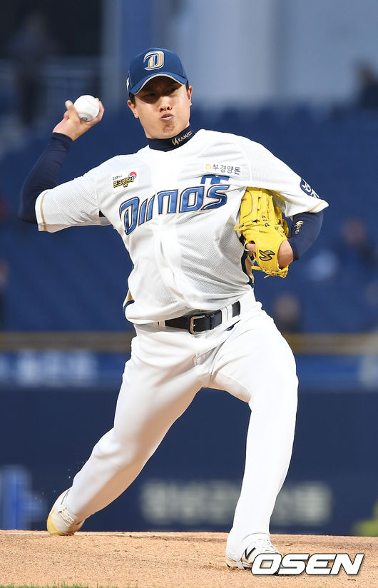 28일 오후 경남 창원NC파크에서 '2019 신한은행 MY CAR KBO리그' NC 다이노스와 kt 위즈의 경기가 열렸다.  1회초 NC 박진우가 역투하고 있다. /youngrae@osen.co.kr