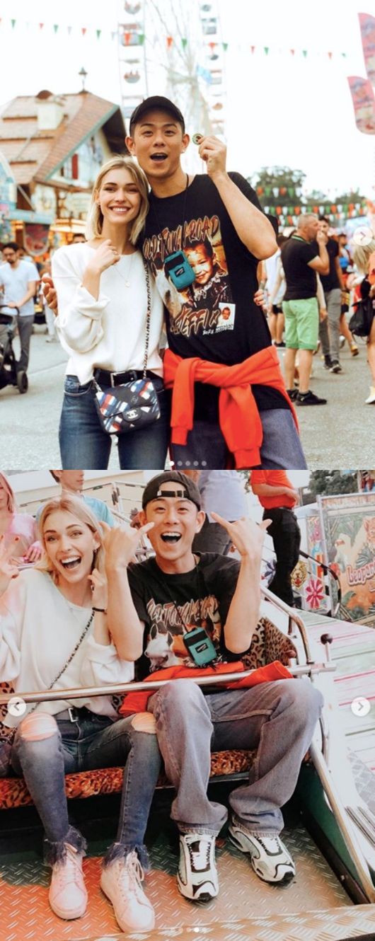 [사진=스테파니 미초바 SNS] 스테파니 미초바(왼쪽)가 공개한 빈지노(오른쪽)와 독일 여행 근황.