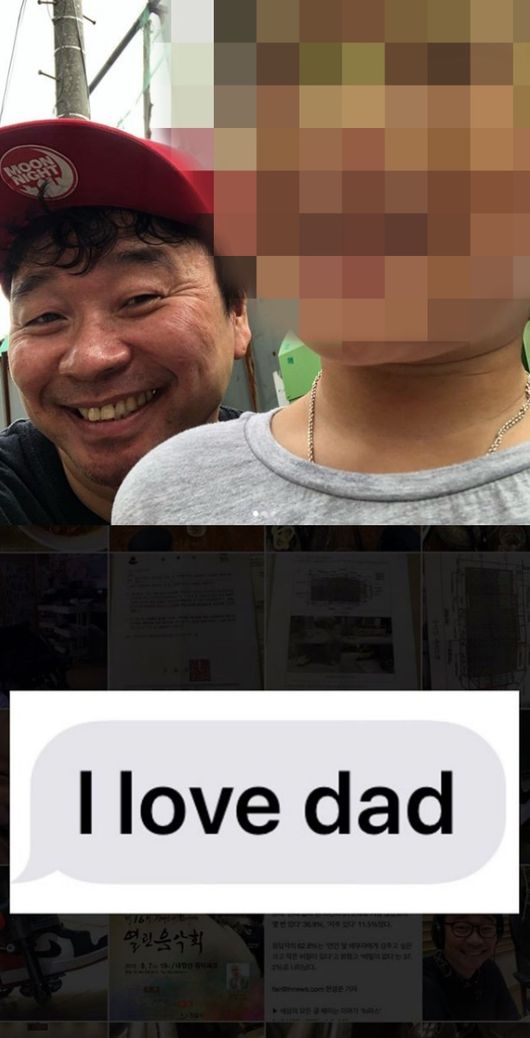 [사진=강원래 SNS] 클론 강원래(왼쪽)가 아들 강선(오른쪽) 군에게 받은 문자(아래)를 공개했다.