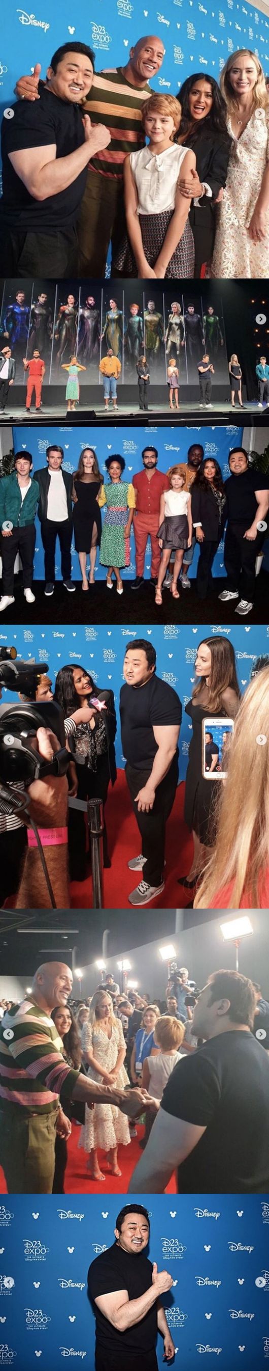 [사진=마동석 SNS] 마동석이 공개한 마블 영화 '이터널스' 공식 행사 스틸 컷.