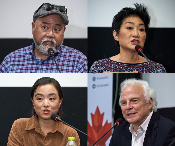 [사진=서울드라마어워즈조직위원회 제공] '김씨네 편의점' 내한 기자간담회에 참석한 폴 선형 리(왼쪽 위부터 시계 방향), 진 윤, 이반 피싼 회장, 안드레아 방이 질의응답에 임하고 있다.