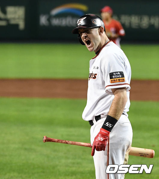 최근 4연승을 거둔 7위 KIA는 55승69패2무를 마크했다. 올 시즌 한화와 상대전적에서도 11승4패 우위. 9위 한화는 46승78패가 됐다. 경기 종료 후 한화 호잉이 심판의 스트라이크 판정에 항의하고 있다. /sunday@osen.co.kr