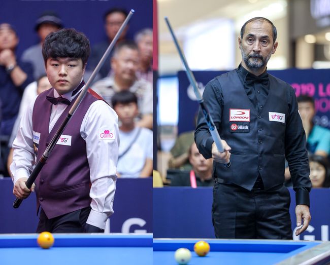 [사진]조명우(왼쪽)와 세미 사이그너 /대한당구연맹 제공