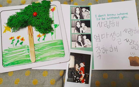 [사진=한채영 SNS] 배우 한채영이 공개한 아들의 생일 축하 편지.