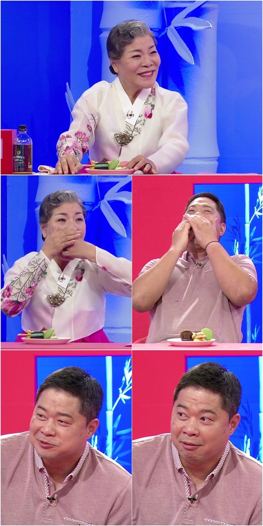 [사진=KBS 제공] '사장님은 당나귀 귀'에 출연한 한복 디자이너 박술녀가 현주엽과 먹방 대결을 펄쳤다.