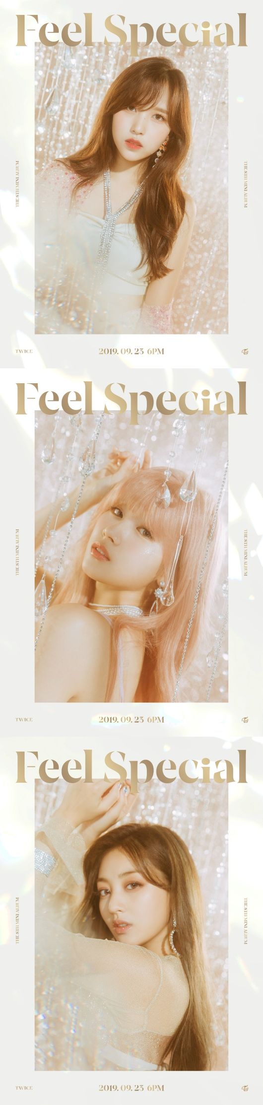 [사진=JYP엔터테인먼트 제공] 걸그룹 트와이스 멤버 미나(위부터), 사나, 지효 'Feel Special' 컴백 티저 이미지.