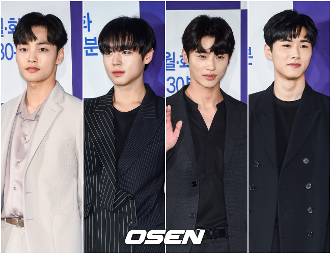 '조선혼담공작소 꽃파당'에 출연하는 배우 김민재(왼쪽부터), 박지훈, 변우석, 서지훈. 박준형 기자.