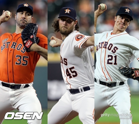 [사진] 휴스턴 애스트로스 저스틴 벌랜더(왼쪽부터), 게릿 콜, 잭 그레인키 ⓒGettyimages(무단전재 및 재배포 금지)
