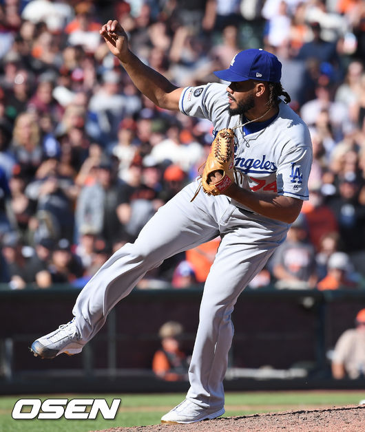 9회말 다저스 마무리 잰슨이 역투하고 있다. / soul1014@osen.co.kr