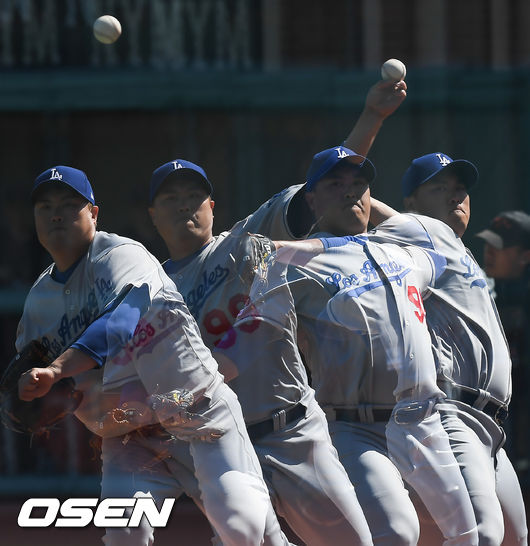 경기에 앞서 류현진이 불펜 피칭을 하고 있다. / soul1014@osen.co.kr